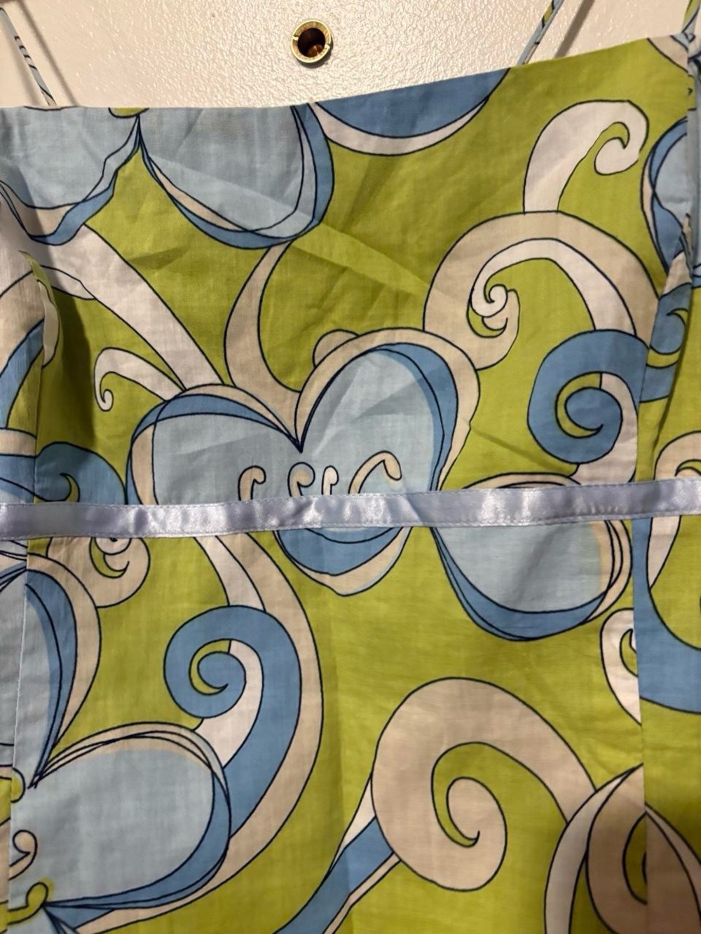 NWT Vintage Y2K Laundy by Shelli Segal cotton paisley top with blue ribbon - Picture 2 of 6